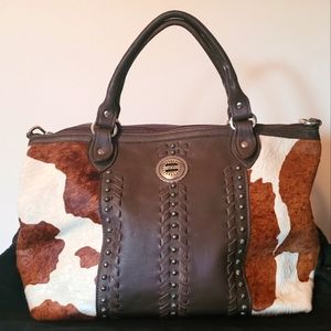American West Cow Town Pony Hair-Leather Large Satchel
